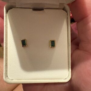 Elegant Gold and Emerald Stud Earrings